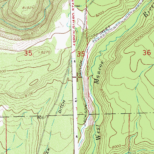 Topographic Map of Jackson Gulch Inlet Canal, CO