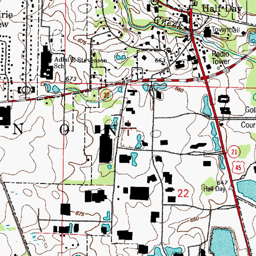 Topographic Map of Lincolnshire Post Office, IL