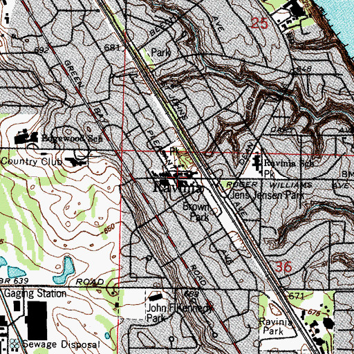 Topographic Map of Ravinia Station Highland Park Post Office, IL