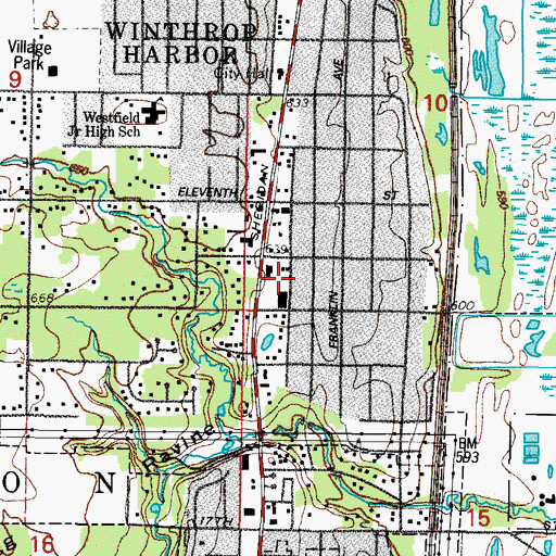 Topographic Map of Winthrop Harbor Post Office, IL
