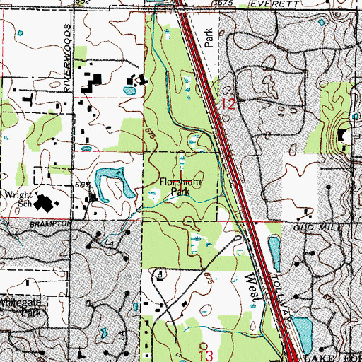 Topographic Map of Florsheim Park Nature Preserve, IL
