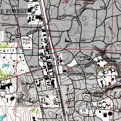 Topographic Map of Lake Forest Library, IL