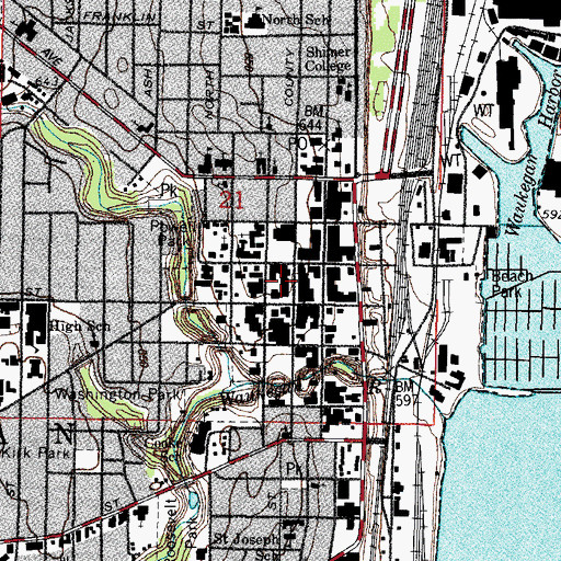 Topographic Map of Lake County Courthouse, IL