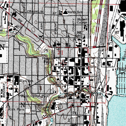 Topographic Map of Waukegan City Hall, IL