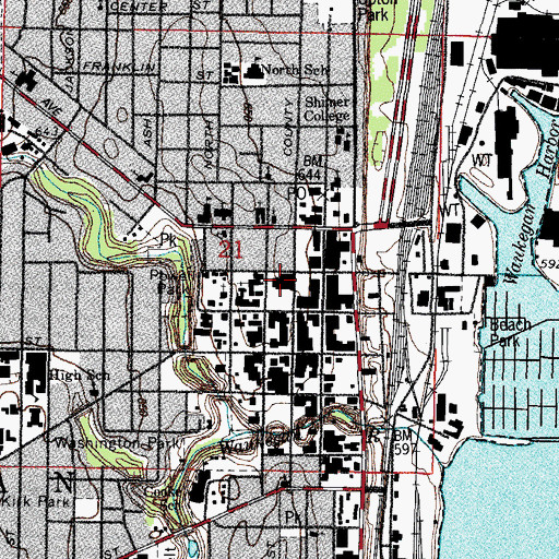 Topographic Map of Waukegan Public Library, IL