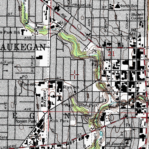 Topographic Map of Central Christian Church, IL