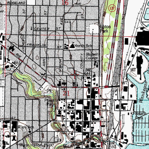 Topographic Map of First Christian Church, IL