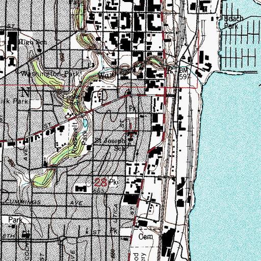 Topographic Map of Saint Joseph's Roman Catholic Church, IL