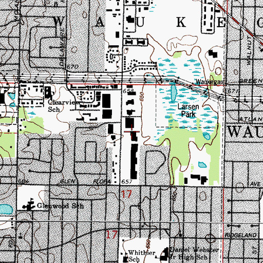 Topographic Map of Edison Square Post Office, IL