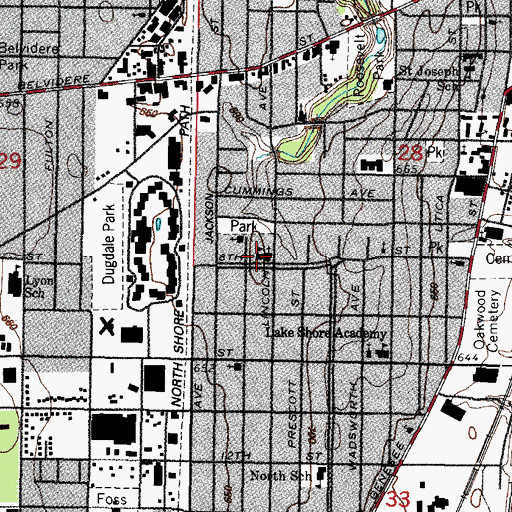 Topographic Map of Saint Bartholomew Parochial School, IL