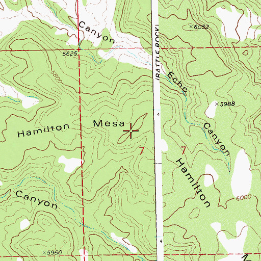 Topographic Map of Hamilton Mesa, CO