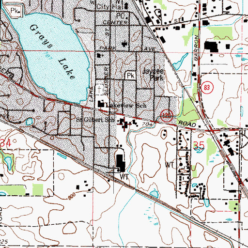 Topographic Map of Saint Gilbert's Catholic Church, IL