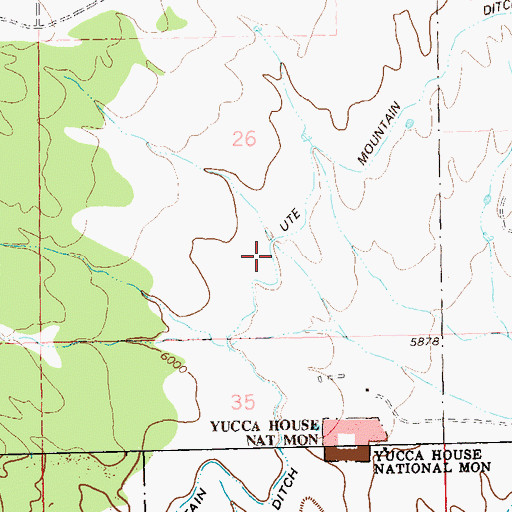 Topographic Map of Ute Mountain Ditch, CO