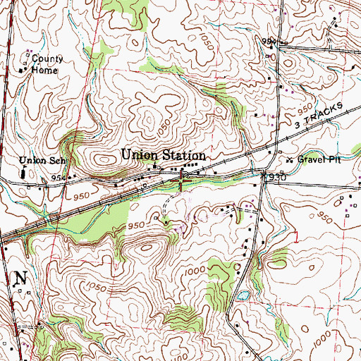 Topographic Map of Union Station Post Office (historical), OH