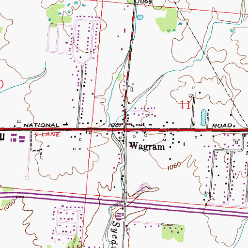 Topographic Map of Wagram Post Office (historical), OH