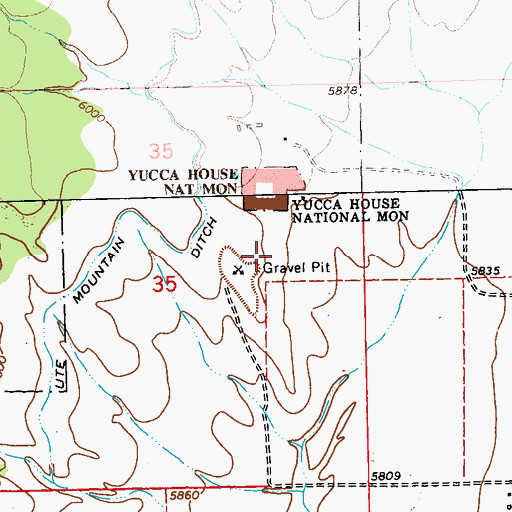 Topographic Map of Yucca House National Monument, CO