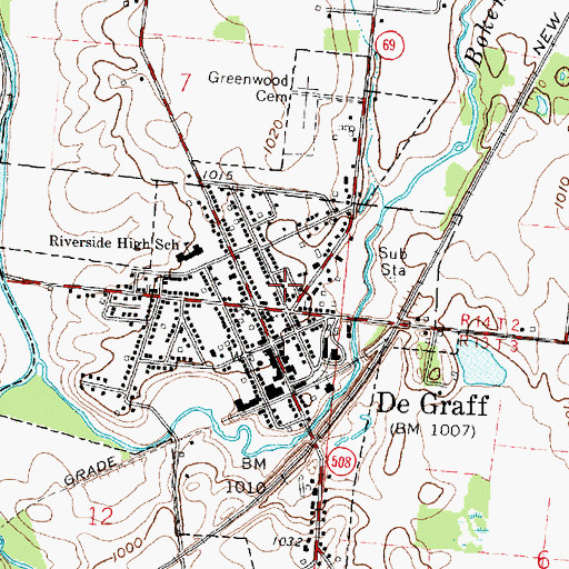 Topographic Map of De Graff Post Office, OH