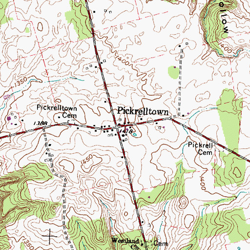 Topographic Map of Pickrelltown Post Office (historical), OH