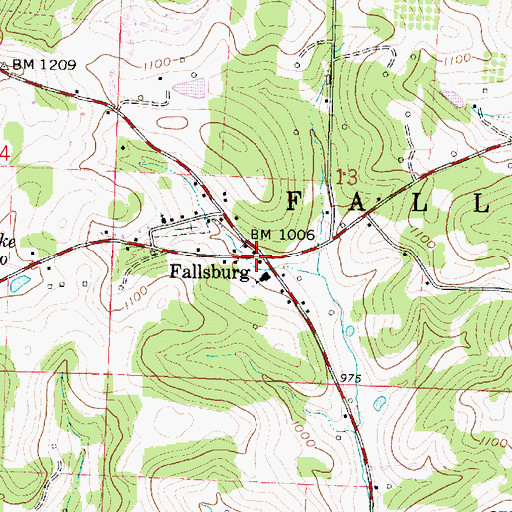Topographic Map of Fallsburg Post Office (historical), OH