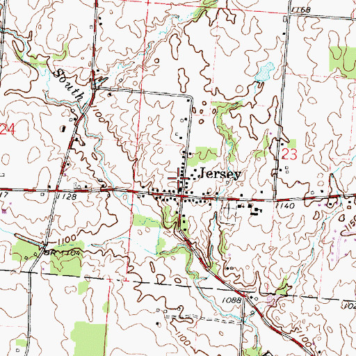 Topographic Map of Jersey Post Office (historical), OH