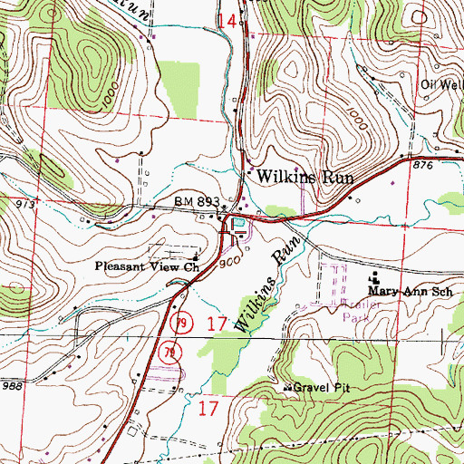 Topographic Map of Wilkins Post Office (historical), OH