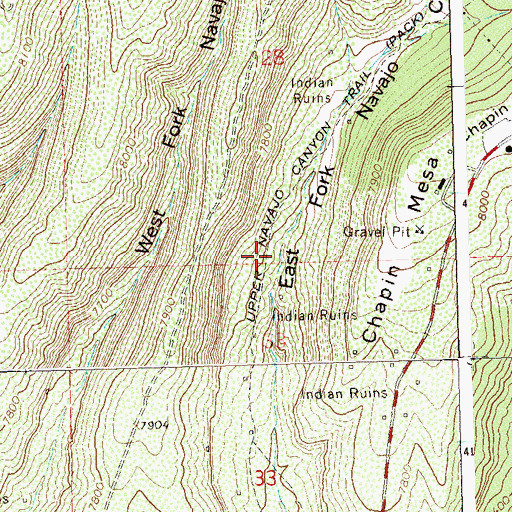 Topographic Map of Upper Navajo Canyon Trail, CO