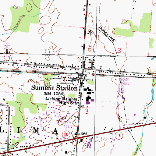 Topographic Map of Summit Station Post Office, OH