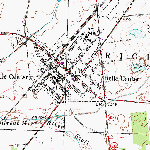 Topographic Map of Belle Center Post Office, OH