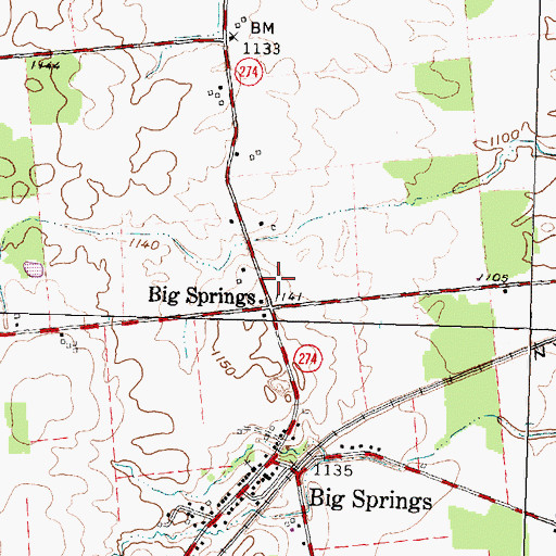 Topographic Map of Big Spring Post Office (historical), OH