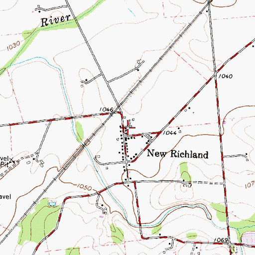 Topographic Map of New Richland Post Office (historical), OH
