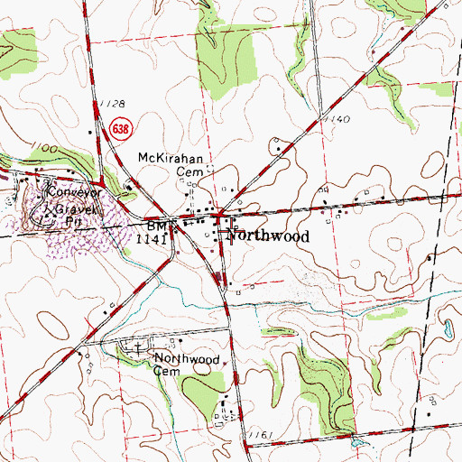 Topographic Map of Northwood Post Office (historical), OH