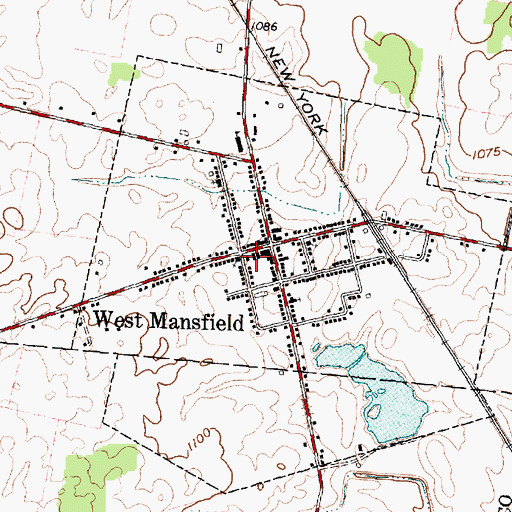 Topographic Map of West Mansfield Post Office, OH