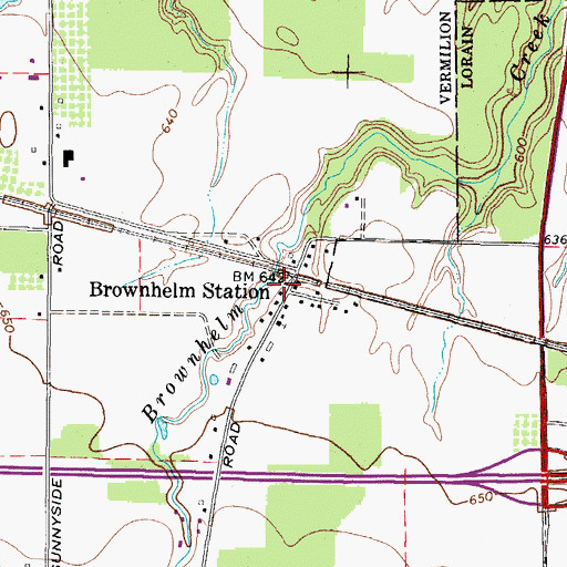 Topographic Map of Brownhelm Station Post Office (historical), OH