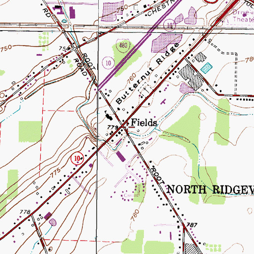 Topographic Map of Fields Post Office (historical), OH