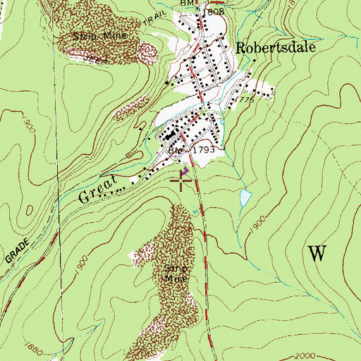 Topographic Map of Robertsdale Italian Cemetery, PA