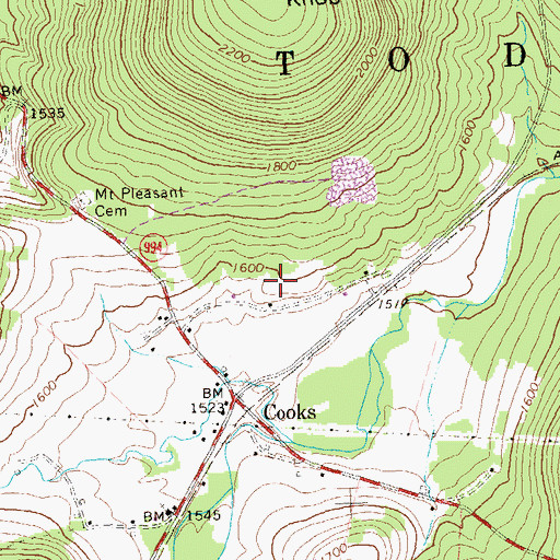 Topographic Map of Edwards Family Cemetery, PA