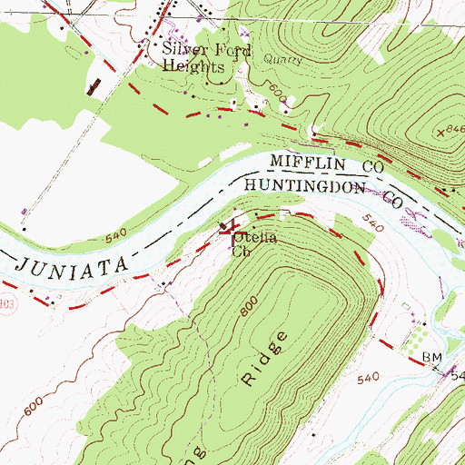 Topographic Map of Otelia Mennonite Church Cemetery, PA