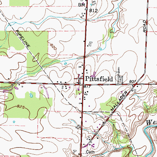 Topographic Map of Pittsfield Post Office (historical), OH