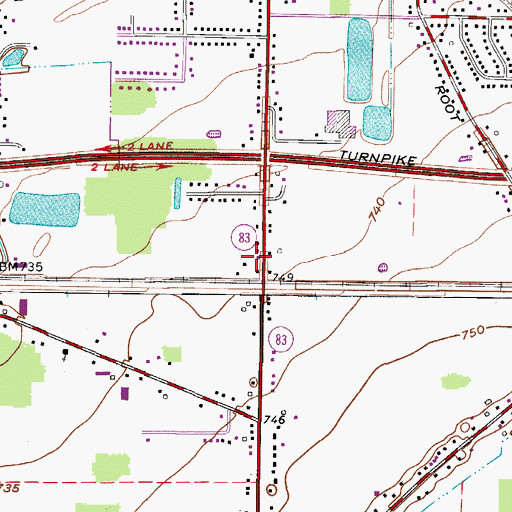 Topographic Map of Shawville Post Office (historical), OH
