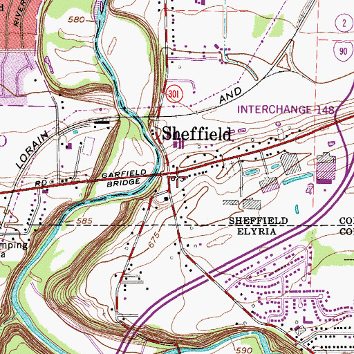 Topographic Map of Sheffield Post Office (historical), OH