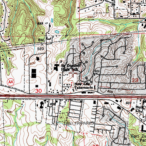 Topographic Map of New Life Tabernacle, MO