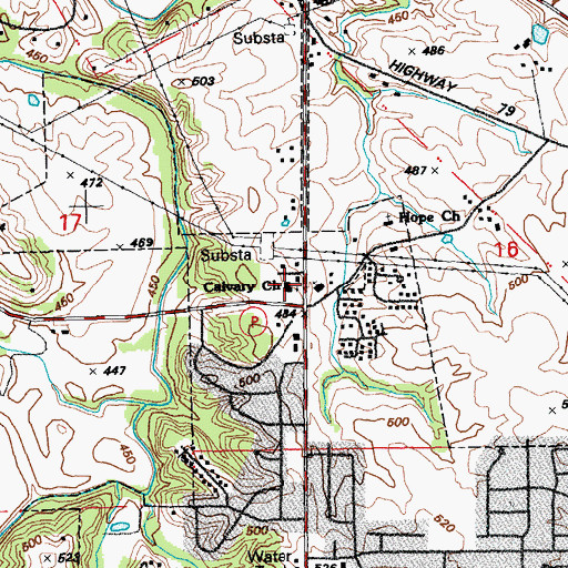 Topographic Map of Calvary Church, MO