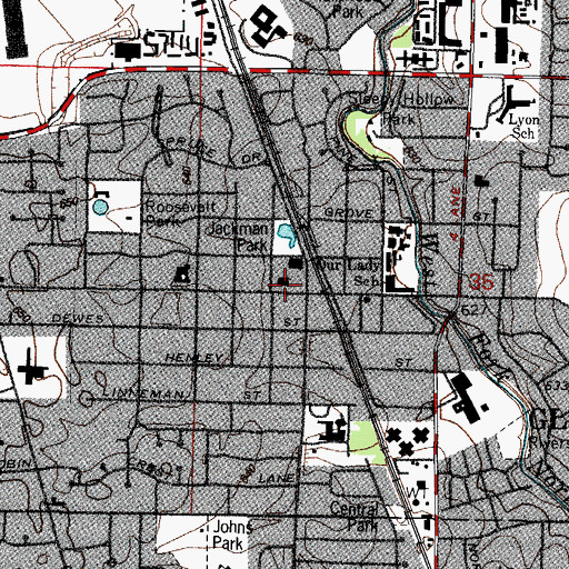 Topographic Map of Glenview Public Library, IL