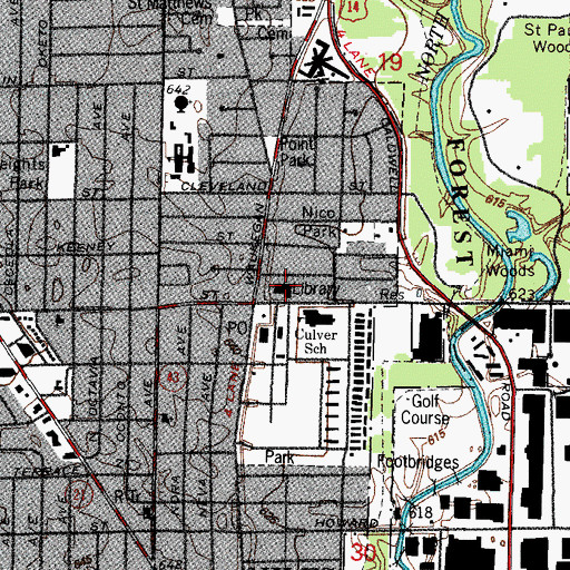 Topographic Map of Niles Public Library, IL