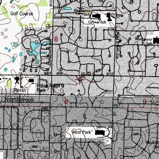 Topographic Map of Saint Bede's Library, IL