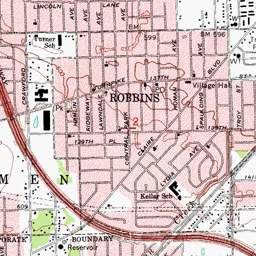 Topographic Map of William Leonard Public Library, IL