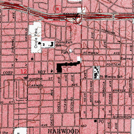 Topographic Map of Holiday Plaza Shopping Center, IL