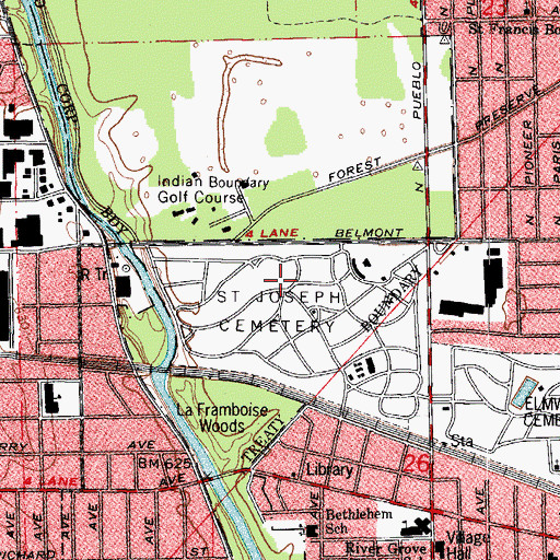 Topographic Map of Thatcher Woods Shopping Center, IL