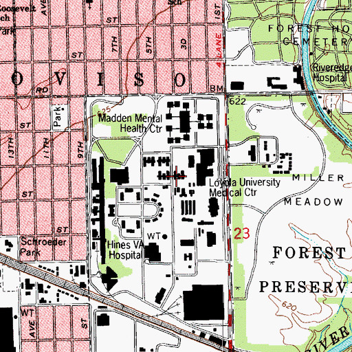 Topographic Map of Fahey Center, IL