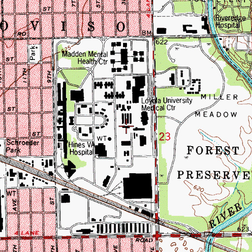 Topographic Map of Loyola Center for Health and Fitness, IL
